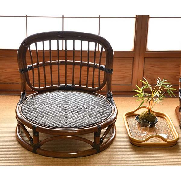 籐 座椅子 丸形 ローチェア ラタン製 籐家具 座面高15cm （ ラタン