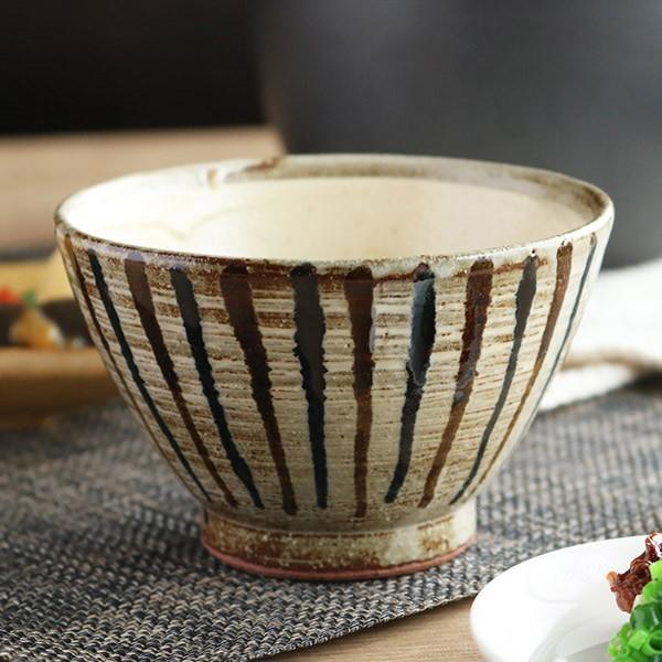 茶色 陶器 茶碗 茶碗 367ml 内粉引二色千段十草 和食器 美濃焼 陶器 日本製 （ お茶椀