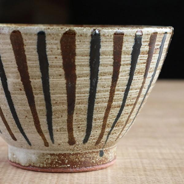 茶碗 367ml 内粉引二色千段十草 和食器 美濃焼 陶器 日本製 （ お茶椀