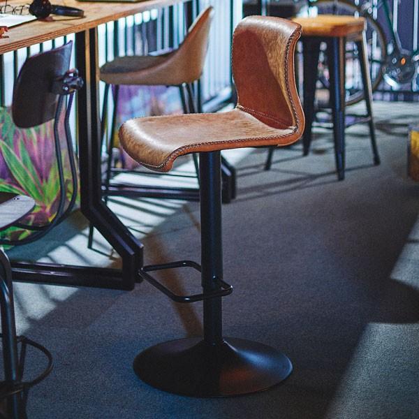 カウンターチェア 2脚セット 回転座面 ソフトレザー ヴィンテージ調 座