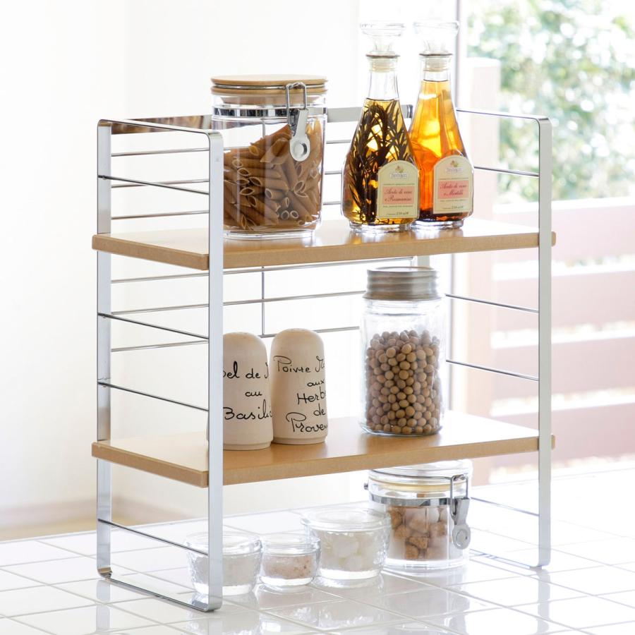 下村企販 調味料ラック 幅40cm 木棚 出窓シェルフ （ スパイスラック