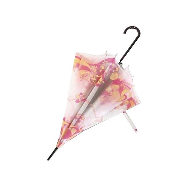 ビニール傘 約58cm マーブルコスメ柄 ピンク ジャンプ傘 （ 雨傘 長傘 アンブレラ ）