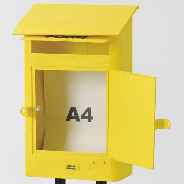 ポスト 壁掛け ウォールポスト アンティーク POSTES 黄 （ 郵便受け