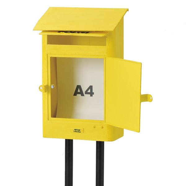 ポスト 壁掛け ウォールポスト アンティーク POSTES 黄 （ 郵便受け
