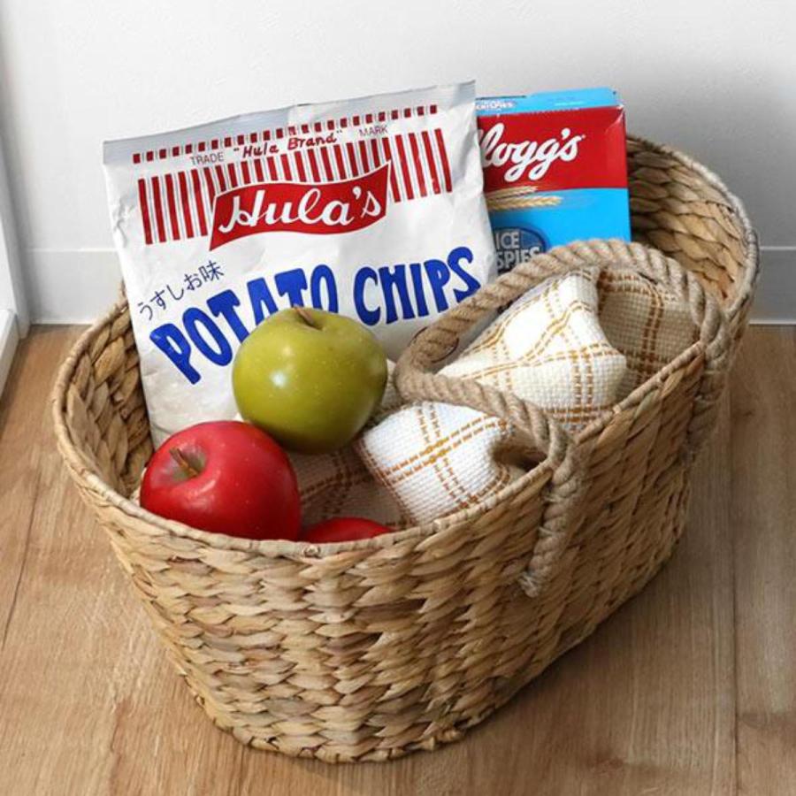 ちどり産業 収納 バスケット ウォーターヒヤシンス 楕円形 持ち手付き