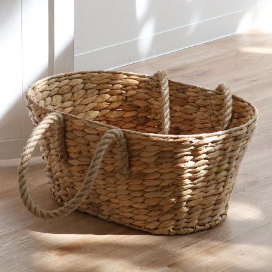 ちどり産業 収納 バスケット ウォーターヒヤシンス 楕円形 持ち手付き