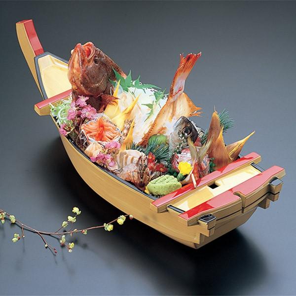 舟盛器 大安七福舟 盛器 白地 64cm 木製帆 網 カジ付 食器 盛り皿 大皿 