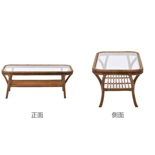 籐 ローテーブル ガラス天板 ラタンテーブル 籐家具 幅100cm