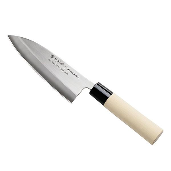 出刃包丁 15.5cm 濃州正宗 日本製 ステンレス 白木柄 （ 出刃 包丁 魚