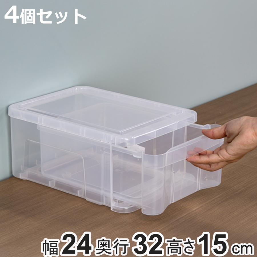 天馬 収納ボックス プレクシー ケース Ss B5 サイズ 日本製 4個セット （ 幅24×奥行32×高さ15cm 小物ケース 収納ケース 