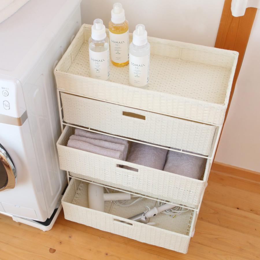 HAGiHARA（萩原） ランドリーチェスト 幅60.5cm 4段 引出し キャスター