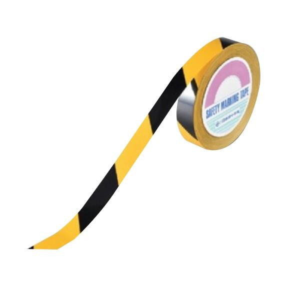 ガードテープ　再剥離タイプ　黄×黒　25ｍｍ幅　標示　テープ　100ｍ　）　日本製　安全　粘着テープ　屋内　（　区画整理　フロアテープ　線引き　区域表示　ライン引き　区域