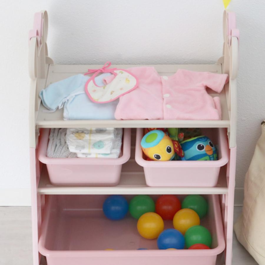 錦化成 おもちゃ 収納 ラック ミニーマウス トイステーション エクリュ