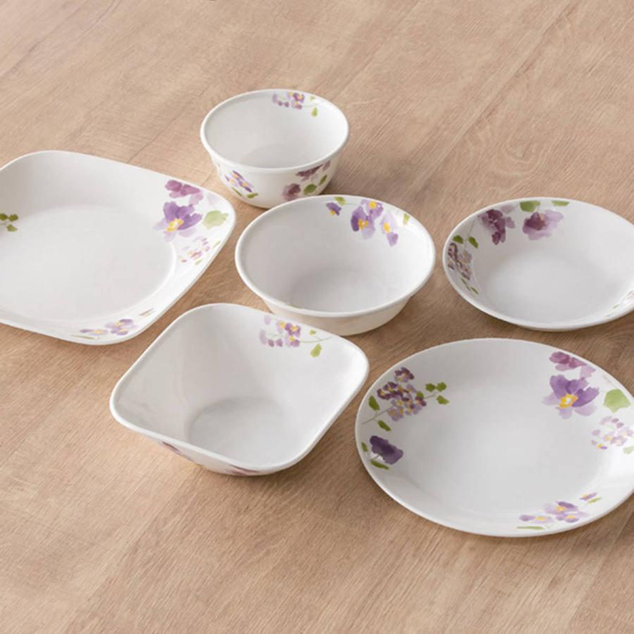 プレート 26.5cm スクエア コレール CORELLE バイオレットミスト 5枚セット （ 食洗機対応 電子レンジ対応 オーブン対応 耐熱 皿 お皿 白 大皿 盛皿 ）の画像