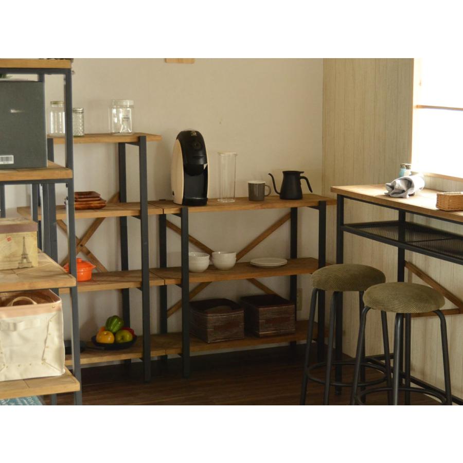 木製 本棚 飾り棚 オープンシェルフ 3段 ヴィンテージ ブラック 古道具 オープンラック 幅90cm 3段 組木 古材風 KALEIDO （ 本棚 収納棚 収納