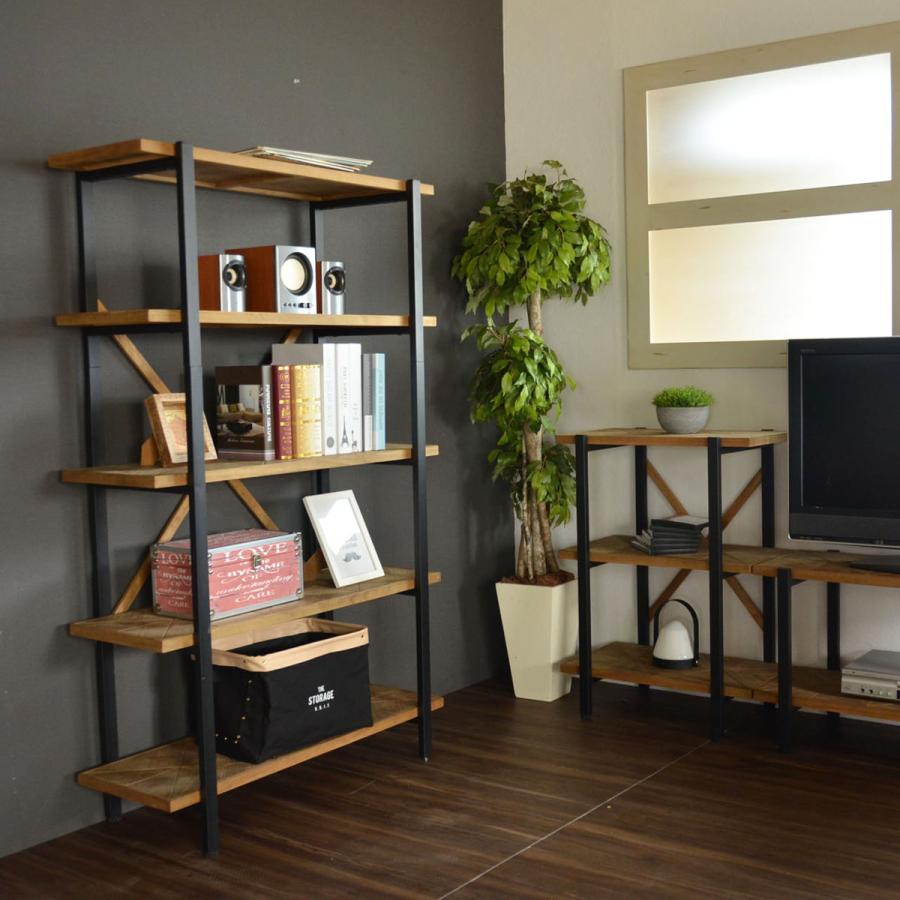 オープンラック 幅90cm 5段 組木 古材風 KALEIDO （ 本棚 収納棚 収納