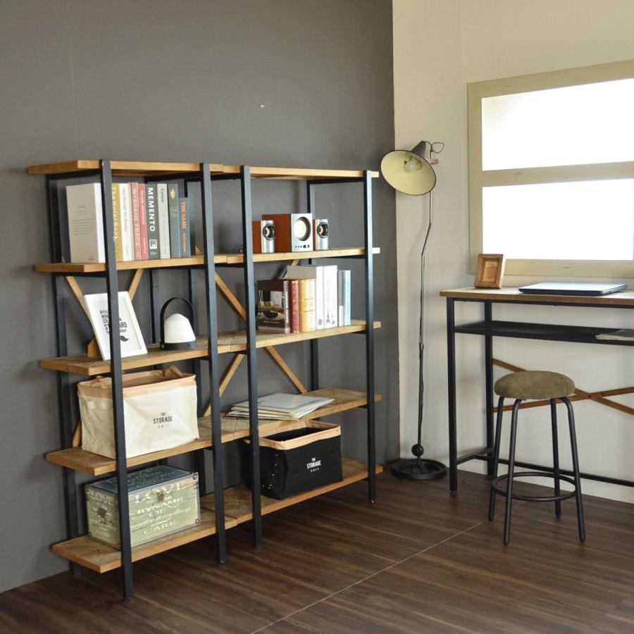 オープンラック 幅90cm 5段 組木 古材風 KALEIDO （ 本棚 収納棚 収納