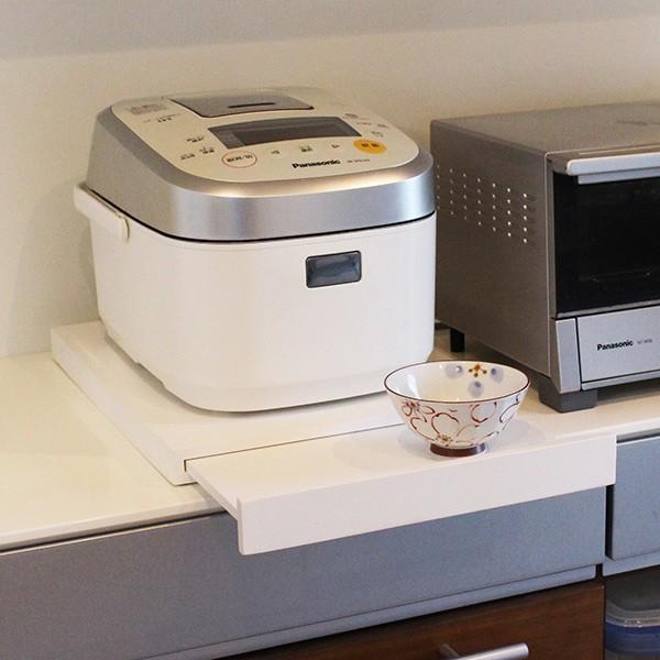 レンジ下ラック 幅30cm 家電下スライドテーブル 木製 （ 炊飯器下