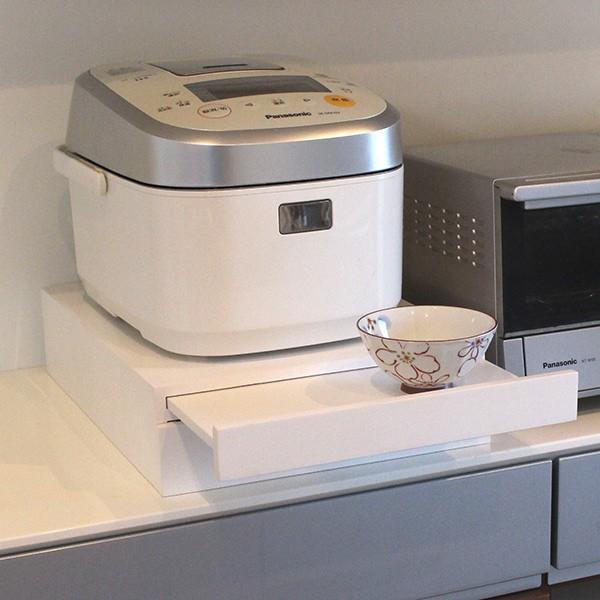 レンジ下ラック 幅30cm 家電下スライドテーブル 木製 引き出し付き