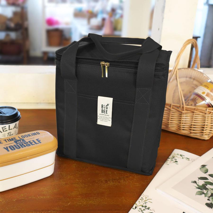 ランチバッグ 6Ꮮクーラーボックス 保冷バッグ ブラック 保冷剤付き 黒 Big Bee ランチバッグ 保冷 BigBee BOX型 クーラーランチバッグ