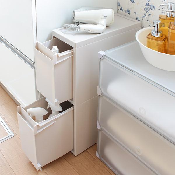 隙間引き出し付き収納 Fits WORK 収納ケース 2段 幅17×奥行45×高さ58cm 引き出し デスク下