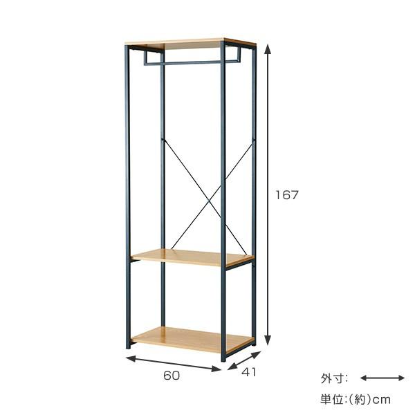 ハンガー 簡易衣類収納スタンド コートハンガ ブラック 棚付き ホイール付き2 ハンガーラック 棚付き 幅60cm スリム コートハンガー 棚 2段