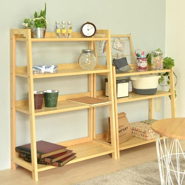 オープンラック ウッドラック 4段 ガラストップ棚 幅65cm （ オープン