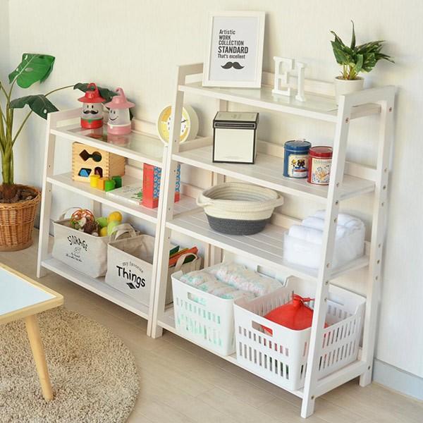 オープンラック ウッドラック 4段 ガラストップ棚 幅65cm （ オープン