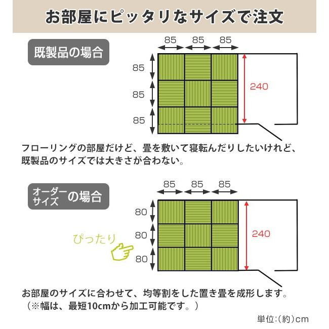オーダーメイド 畳 国産 ユニット畳 い草 8層 縦316〜340×横196〜220cm （ サイズオーダー オーダー畳 畳マット オーダー い草ラグ い草カーペット ）