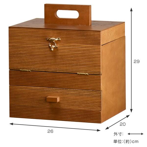 ☆拡大鏡付 三面鏡 メイクボックス(MK-26) 桐材塗装 増田桐箱店 ミラー