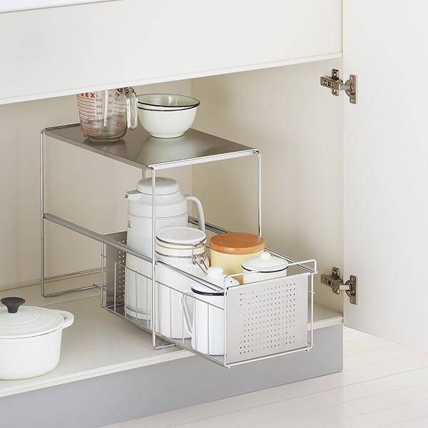 シンク下収納 1段 幅25cm シンク下ラック ステンレス製 スライド式 スリム 引き出し付き シンク収納 シンク下 コンロ下 お弁当グッズのカラフルボックス 通販 Yahoo ショッピング