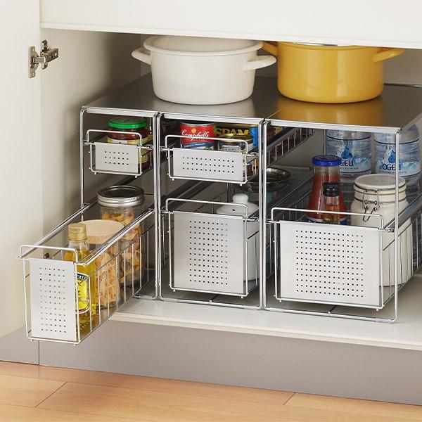 シンク下収納 2段 幅15cm シンク下ラック ステンレス製 スライド式 スリム 引き出し付き シンク収納 シンク下 コンロ下 お弁当グッズのカラフルボックス 通販 Yahoo ショッピング