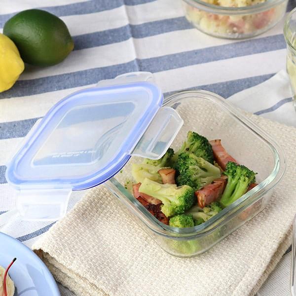 保存容器 ガラス製 500ml 角型 パチッとロック （ オーブン 冷凍
