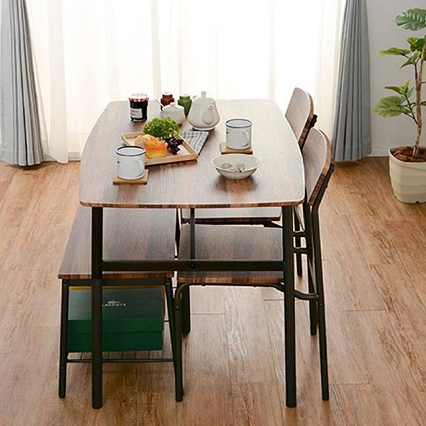 ダイニングセット 4点セット テーブル 幅105cm チェア 2脚 ベンチ