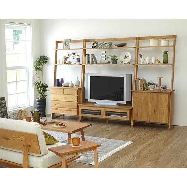 【国産】 キャビネット 両開き ラック付 北欧風 天然木 オーク無垢材 幅75cm （ サイドボード リビング収納 オープンラック 収納ラック 設置サービス ） 【RIZ1039730179】(36469円)