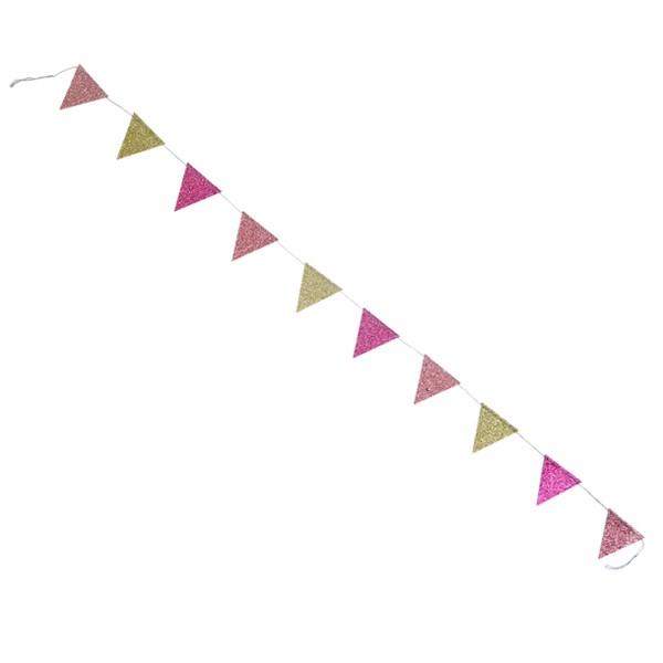ガーランド フラッグ ミニ 旗 三角 キラキラ 飾り 壁 （ オーナメント
