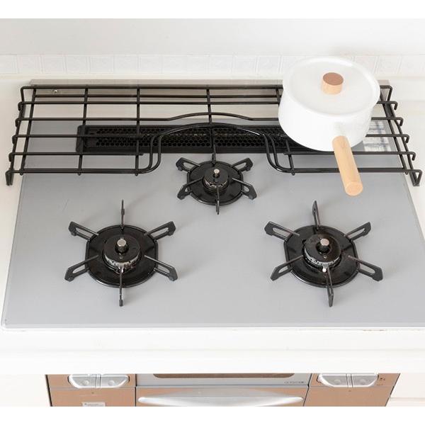 イマン ホーロー　コンロ奥ラック コンロ奥ラック 75cm用 ガスコンロ補助五徳 ホーロー製