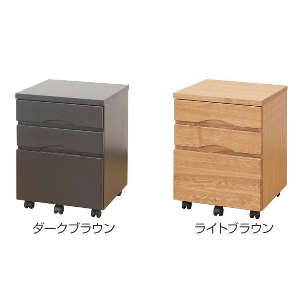 デスクワゴン キャスター付 幅42×奥行43cm タモ サイドワゴン 引き出し