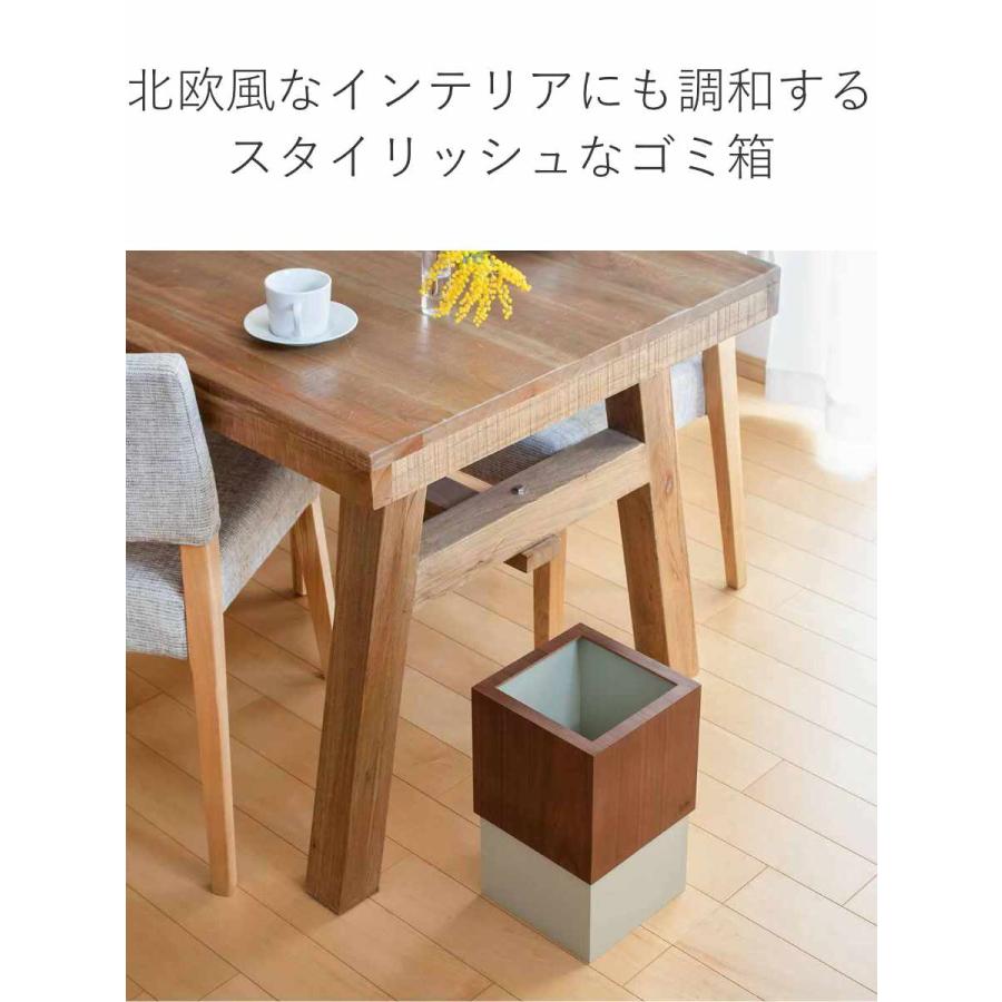 ゴミ箱 木製 10L W CUBE ウォールナット （ ダストボックス ごみ箱 10リットル おしゃれ 袋 見えない スリム リビング 四角 小さい 北欧 分別 幅20 ）｜colorfulbox｜09