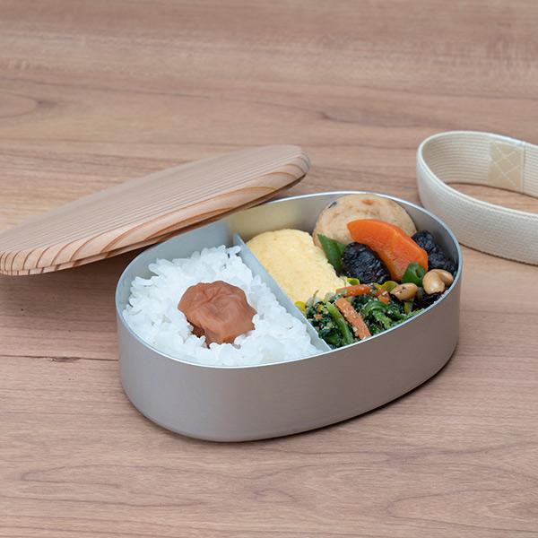 お弁当箱 1段 アルミ 木蓋のアルミお弁当箱 小判形 古代杉 大 440ml