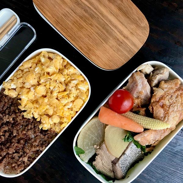 お弁当箱 2段 木蓋の2段お弁当箱 520ml ランチボックス （ 弁当箱 食洗