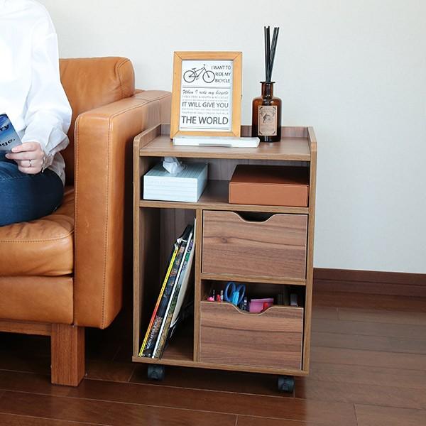 テーブル下ワゴン 幅38cm 木製 ワゴン キャスター付き ラック 収納