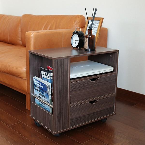 サイドテーブル 幅50cm 木製 ワゴン キャスター付き ソファサイド