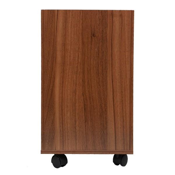 可動式ベッドサイドテーブル 木製＆ラタン ダークブラウン 可動式