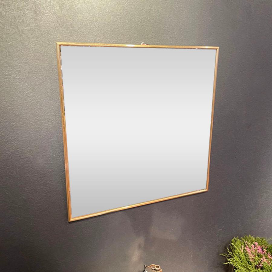 ウォールミラー 正方形 40cm アンティーク調 真鍮フレーム （ スクエア