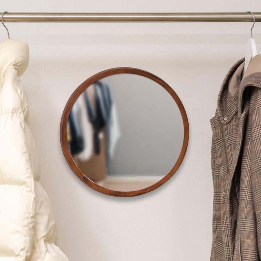 パラデック ミラー ウォールミラー 直径34.8cm 壁掛け 木製 無垢材