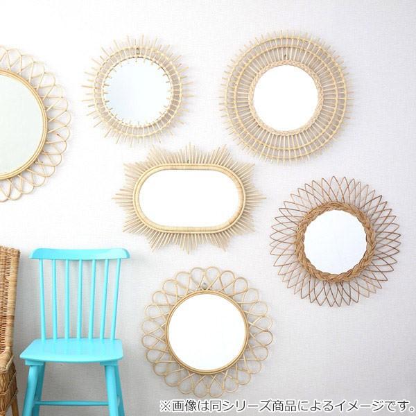 ミラー 幅60cm ラタン 籐 かがみ 鏡 ウォールミラー 壁掛け おしゃれ