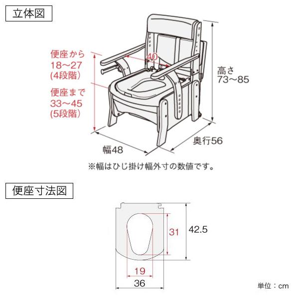 ポータブルトイレ コンパクト ソフト便座 快適脱臭 キャスター付