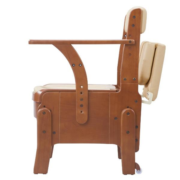 ポータブルトイレ コンパクト 標準便座 自動ラップ キャスター付 家具調セレクトR ノーマル ひじ掛けタイプ 介護用 日本製 （ 省スペース 洋式 樹脂製 ）