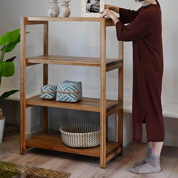 オープンラック ハワイアンリゾート風 天然木フレーム Ohana 幅80cm